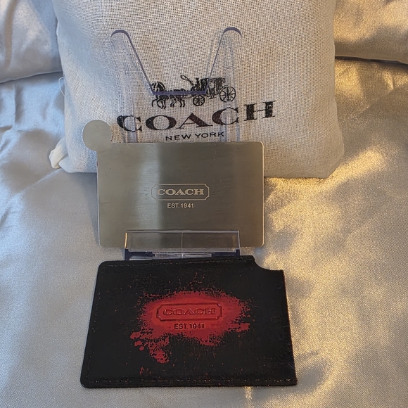 Coach Black and Red Leather Case With Mirror - Picture 6 of 6